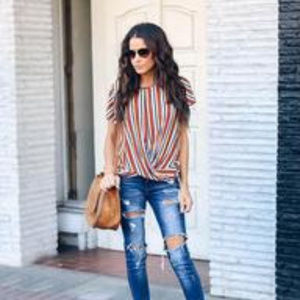 About Time Striped Twist Top